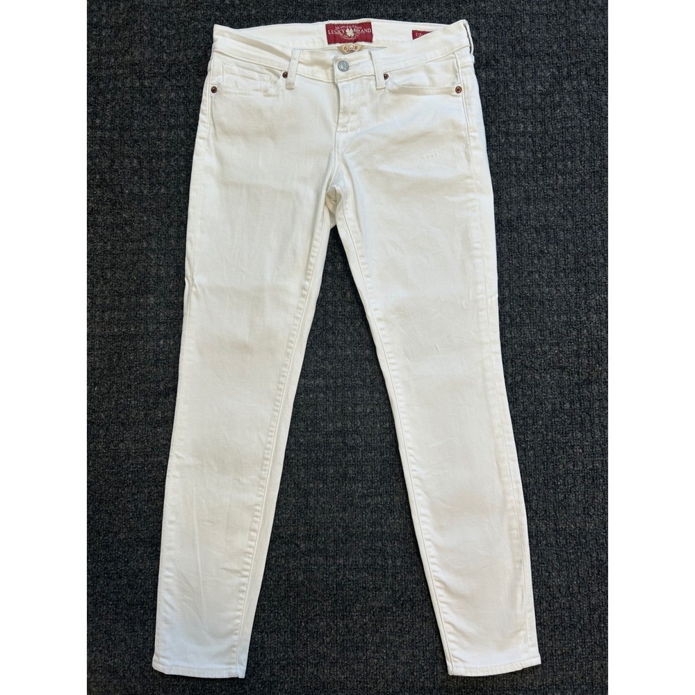 Lucky‎ Brand Charlie Skinny White Jeans Womens 6/28 Mid Rise Stretch Denim